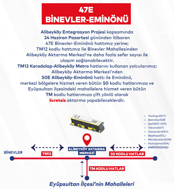 47E Binevler Eminönü Otobüs Saatleri
